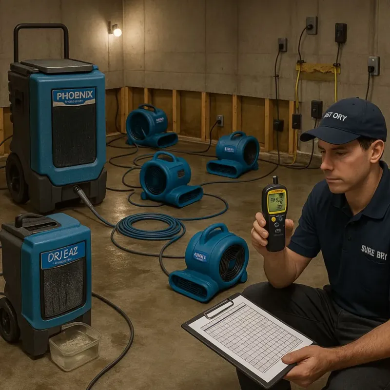 Structural Drying and Dehumidification process in Sharpes, FL
